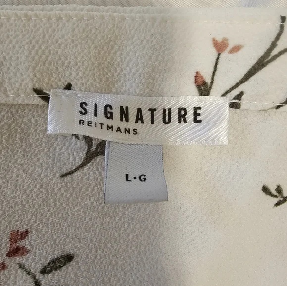 Reitmans Signature Womens Floral Sleeveless Blouse Top Cap Sleeve SZ L - Picture 7 of 10